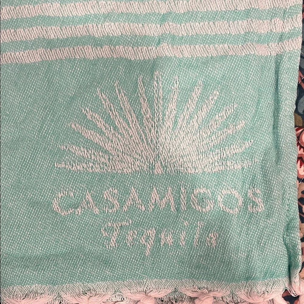 Casamigos Aqua Striped Towel with Tassels